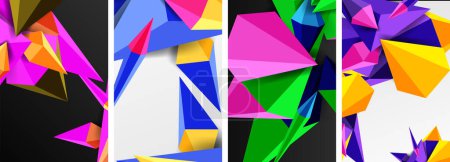 Illustration for Mosaic triangles poster geometric abstract background set - Royalty Free Image