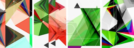 Téléchargez les illustrations : Affiches de concept épuré géométrique triangulaire minimaliste pour papier peint, carte de visite, couverture, affiche, bannière, brochure, en-tête, site Web - en licence libre de droit