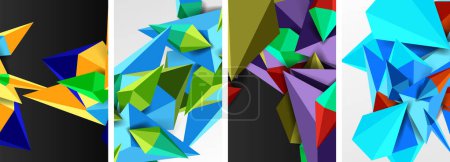 Illustration for Mosaic triangles poster geometric abstract background set - Royalty Free Image