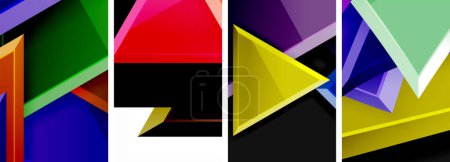 Photo for Glossy triangles geometric poster set for wallpaper, business card, cover, poster, banner, brochure, header, website - Royalty Free Image