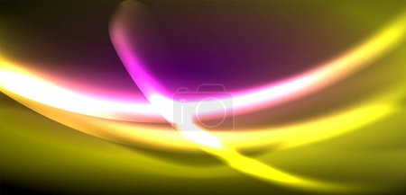 Ilustración de Ondas dinámicas en el brillo etéreo de las luces de neón. Concepto fusiona la fluidez del movimiento con el atractivo vibrante del neón, creando un fascinante telón de fondo que encarna vitalidad y sofisticación futurista - Imagen libre de derechos