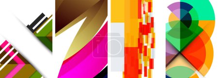 Illustration for Sleek geometric abstract backgrounds composed of circles, lines, and triangles, exuding minimalist sophistication for wallpaper, business card, cover, poster, banner, brochure, header, website - Royalty Free Image