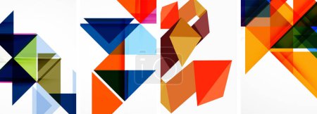 Set von bunten Dreieck-Poster-Cover-Vorlage Hintergründe. Vektor-Illustration für Wallpaper, Banner, Hintergrund, Karte, Buchillustration, Landing Page