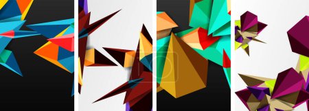 Téléchargez les photos : Mosaic triangles poster géométrique abstrait fond ensemble - en image libre de droit