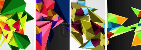 Téléchargez les illustrations : Mosaic triangles poster géométrique abstrait fond ensemble - en licence libre de droit