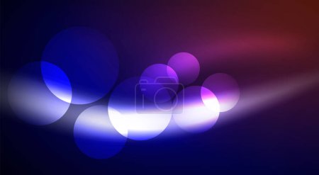 Téléchargez les illustrations : Lumière brillante Neon Bubble Circles. Illustration vectorielle pour papier peint, bannière, fond, carte, illustration de livre, page de destination - en licence libre de droit