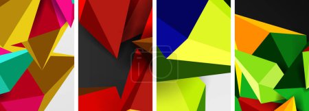 Ilustración de Conjunto de pósters de conceptos abstractos triangulares con diseños geométricos mínimos - Imagen libre de derechos