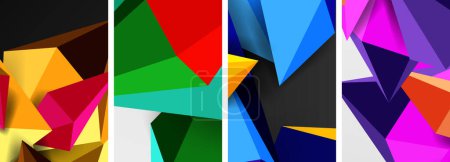 Ilustración de Conjunto de pósters de conceptos abstractos triangulares con diseños geométricos mínimos - Imagen libre de derechos