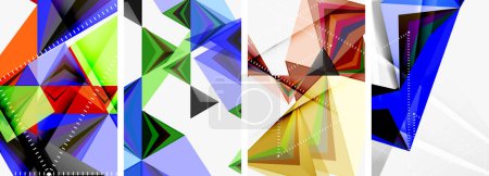 Téléchargez les illustrations : Affiches de concept épuré géométrique triangulaire minimaliste pour papier peint, carte de visite, couverture, affiche, bannière, brochure, en-tête, site Web - en licence libre de droit
