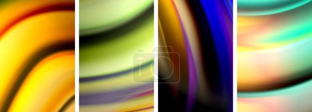 Illustration for Rainbow style fluid color wave line background poster set. Vector Illustration For Wallpaper, Banner, Background, Card, Book Illustration, landing page - Royalty Free Image