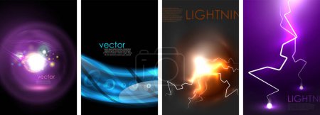 Illustration for Neon glow light lightning concept posters. Vector illustration For Wallpaper, Banner, Background, Card, Book Illustration, landing page - Royalty Free Image