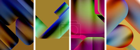 Illustration for Set of abstract geometric posters. Abstract backgrounds for wallpaper, business card, cover, poster, banner, brochure, header, website - Royalty Free Image