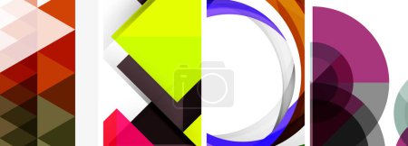 Illustration for Vector posters - minimalist geometric abstract backgrounds, featuring circles, lines, and triangles in clean, modern design - Royalty Free Image
