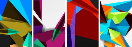 Illustration for Triangle abstract concepts poster set with geometric minimal designs - Royalty Free Image