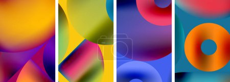 Illustration for Circles and triangles with bright colorful gradient colors. Vector illustration For Wallpaper, Banner, Background, Card, Book Illustration - Royalty Free Image