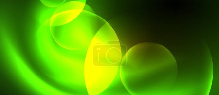 Illustration for Techno concept with neon circles geometric design. Vector Illustration For Wallpaper, Banner, Background, Card, Book Illustration, landing page - Royalty Free Image