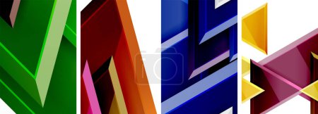 Illustration for Triangle composition poster background set for wallpaper, business card, cover, poster, banner, brochure, header, website - Royalty Free Image