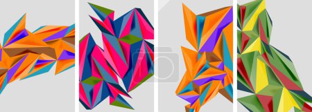 Ilustración de Conjunto de carteles abstractos patrón triángulo mosaico. Ilustración vectorial para fondo de pantalla, Banner, Fondo, Tarjeta, Ilustración de libros, landing page - Imagen libre de derechos