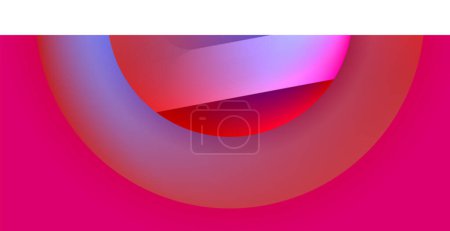 Illustration for Glossy metal glowing circles geometric background. Minimal abstract composition. Vector illustration For Wallpaper, Banner, Background, Card, Book Illustration, landing page - Royalty Free Image