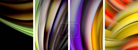 Ilustración de Estilo arco iris fluido color onda línea fondo cartel conjunto. Ilustración de vectores para fondos de pantalla, Banner, Fondo, Tarjeta, Ilustración de libros, landing page - Imagen libre de derechos