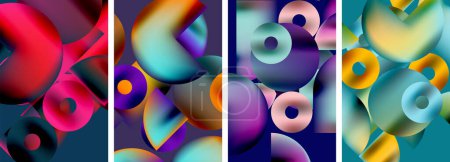 Illustration for Circles and triangles with bright colorful gradient colors. Vector illustration For Wallpaper, Banner, Background, Card, Book Illustration - Royalty Free Image