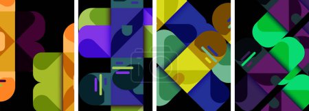 Illustration for Geometric colorful poster backgrounds with squares and circles - Royalty Free Image