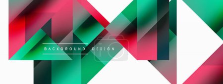 Geometric background with squares, triangles, circles. Shapes harmoniously interact, creating visually striking design for digital designs, presentations, website banners, social media posts