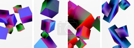 Foto de Composición de cubos 3d y otros elementos geométricos de diseño de fondo para papel pintado, tarjeta de visita, cubierta, póster, pancarta, folleto, encabezado, sitio web - Imagen libre de derechos
