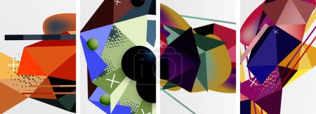 Eléments géométriques dans un ensemble abstrait de composition d'affiches. Illustration vectorielle pour papier peint, bannière, fond, carte, illustration de livre, page de destination