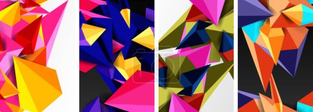 Conjunto de pósters de conceptos abstractos triangulares con diseños geométricos mínimos