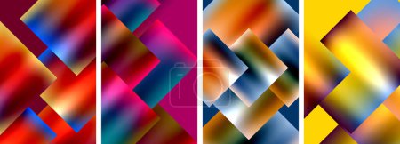 Ilustración de Fondos de carteles abstractos cuadrados de metal colorido - Imagen libre de derechos