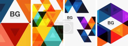 Ilustración de Carteles geométricos de triángulo colorido brillante - Imagen libre de derechos