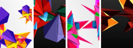 Téléchargez les illustrations : Mosaic triangles poster géométrique abstrait fond ensemble - en licence libre de droit