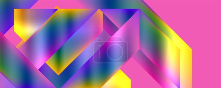 Illustration for Neon colorful geometric shapes. Vector Illustration For Wallpaper, Banner, Background, Card, Book Illustration, landing page - Royalty Free Image