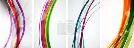 Ilustración de Conjunto de carteles de olas de colores. Ilustración vectorial para fondo de pantalla, Banner, Fondo, Tarjeta, Ilustración de libros, landing page - Imagen libre de derechos