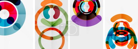 Illustration for Set of line design circle posters. Vector illustration For Wallpaper, Banner, Background, Card, Book Illustration, landing page - Royalty Free Image