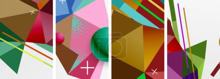 Elementos geométricos en conjunto de composición de póster abstracto. Ilustración vectorial para fondo de pantalla, Banner, Fondo, Tarjeta, Ilustración de libros, landing page