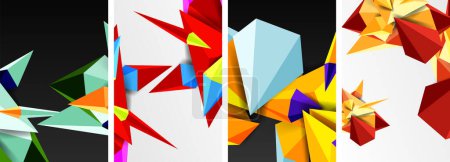 Ensemble d'affiches de concepts abstraits triangulaires avec dessins géométriques minimes