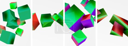 Foto de Volar formas 3d, cubos y otros elementos geométricos de diseño de fondo para el papel pintado, tarjeta de visita, cubierta, cartel, pancarta, folleto, encabezado, sitio web - Imagen libre de derechos