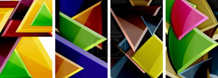 Ilustración de Conjunto de fondo de póster de composición triangular para papel pintado, tarjeta de visita, cubierta, póster, pancarta, folleto, encabezado, sitio web - Imagen libre de derechos