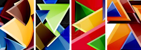 Illustration for Glossy triangles geometric poster set for wallpaper, business card, cover, poster, banner, brochure, header, website - Royalty Free Image