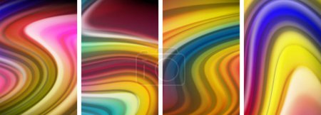 Ilustración de Juego de póster de ondas de color líquido para papel pintado, tarjeta de visita, cubierta, póster, pancarta, folleto, encabezado, sitio web - Imagen libre de derechos