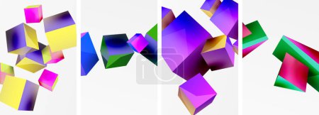 Volar formas 3d, cubos y otros elementos geométricos de diseño de fondo para el papel pintado, tarjeta de visita, cubierta, cartel, pancarta, folleto, encabezado, sitio web