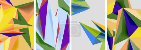 Illustration for Set of mosaic triangle pattern abstract posters. Vector illustration For Wallpaper, Banner, Background, Card, Book Illustration, landing page - Royalty Free Image