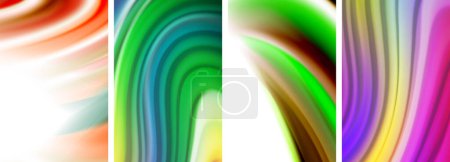 Ilustración de Líquido de color arco iris. Conjunto de póster de líneas de onda para papel pintado, tarjeta de visita, cubierta, póster, pancarta, folleto, encabezado, sitio web - Imagen libre de derechos