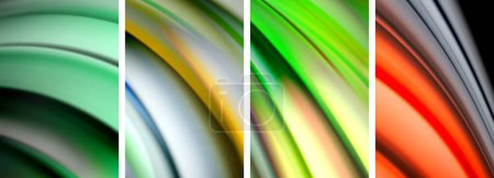 Illustration for Rainbow style fluid color wave line background poster set. Vector Illustration For Wallpaper, Banner, Background, Card, Book Illustration, landing page - Royalty Free Image