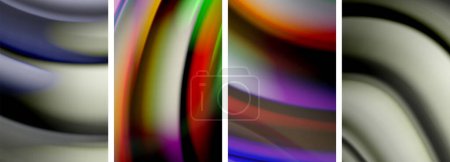 Ilustración de Estilo arco iris fluido color onda línea fondo cartel conjunto. Ilustración de vectores para fondos de pantalla, Banner, Fondo, Tarjeta, Ilustración de libros, landing page - Imagen libre de derechos