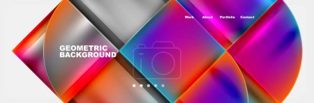 Illustration for Round triangles and squares web site page template. Vector Illustration For Wallpaper, Banner, Background, Card, Book Illustration, landing page - Royalty Free Image