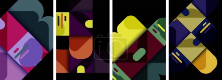 Illustration for Balance movement geometric backgrounds. Poster collection for wallpaper, business card, cover, poster, banner, brochure, header, website - Royalty Free Image