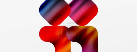 Illustration for Metallic fluid color with geometric abstract shapes. Vector Illustration For Wallpaper, Banner, Background, Card, Book Illustration, landing page - Royalty Free Image